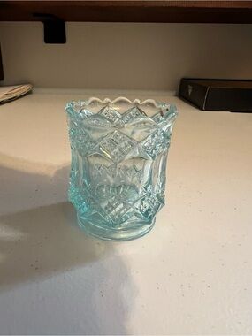 Vintage Pressed Toothpick/Matches Holder - Light Aqua